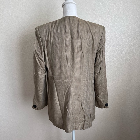 Christian Dior Blazer Jacket buttons no collar shoulder pads pockets checker - Picture 9 of 12